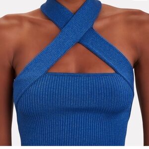 Intermix Iman Cross Front Knit
Halter Top in Blue SZ S